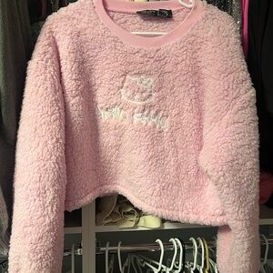Hello Kitty Pink Cropped Sherpa Sweater